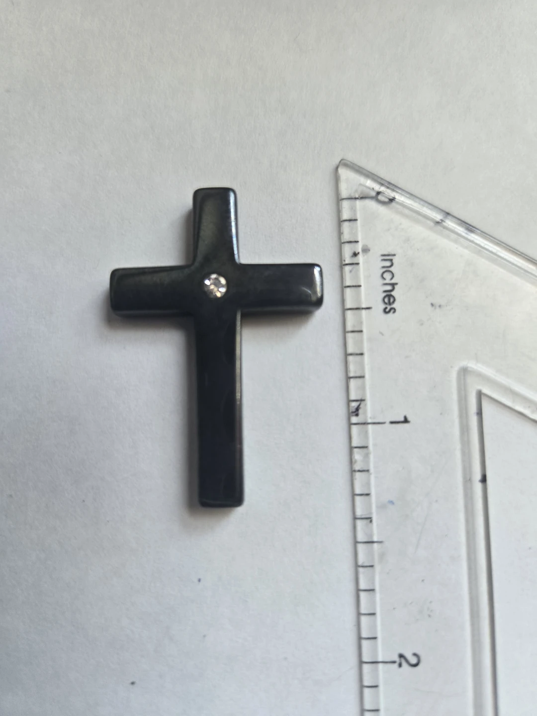 Black Hematite Cross with Gemstone - photo 3