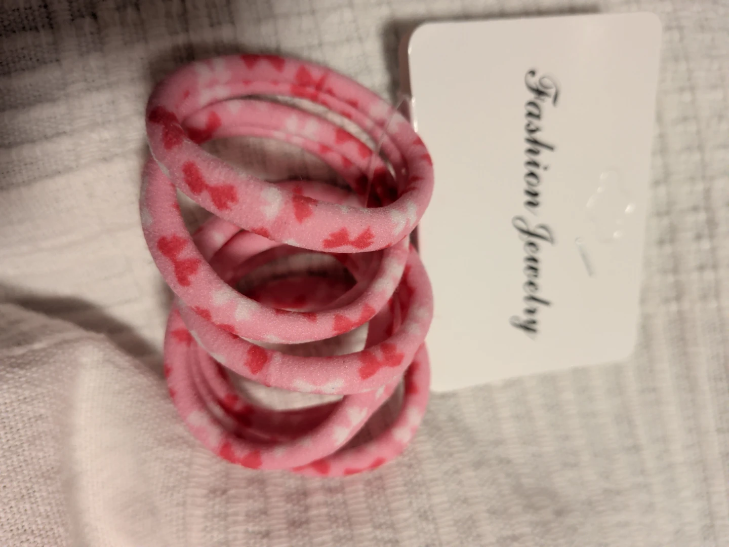 Pink Heart Print Hair Ties🏈