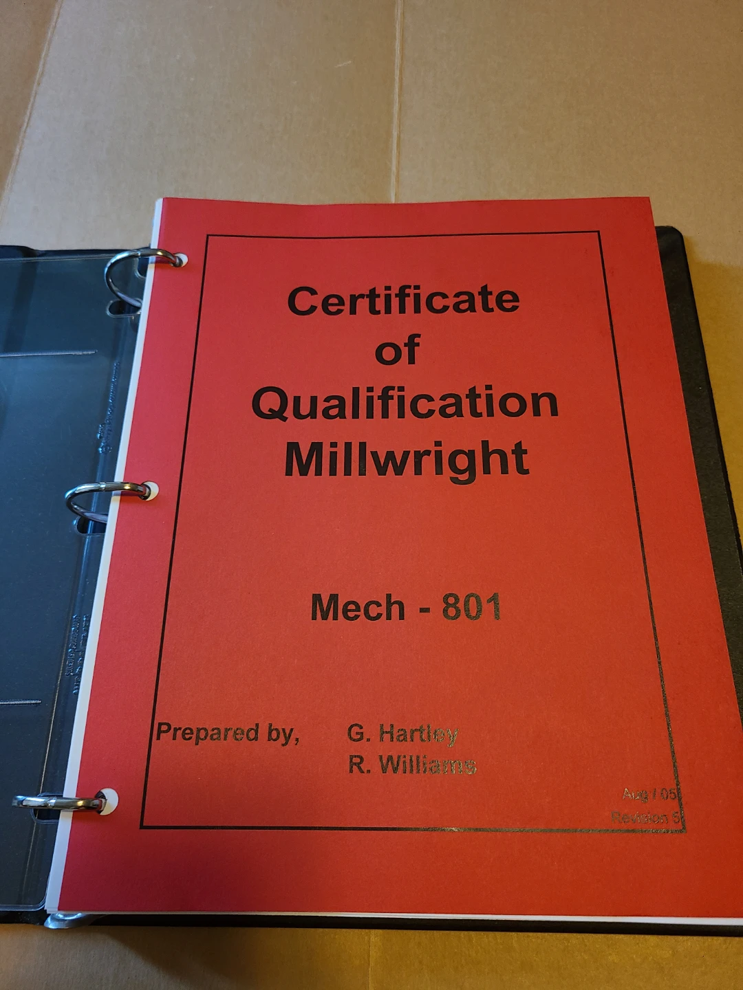 Millwright Certificate of Qualification Course Manual Mech 801
