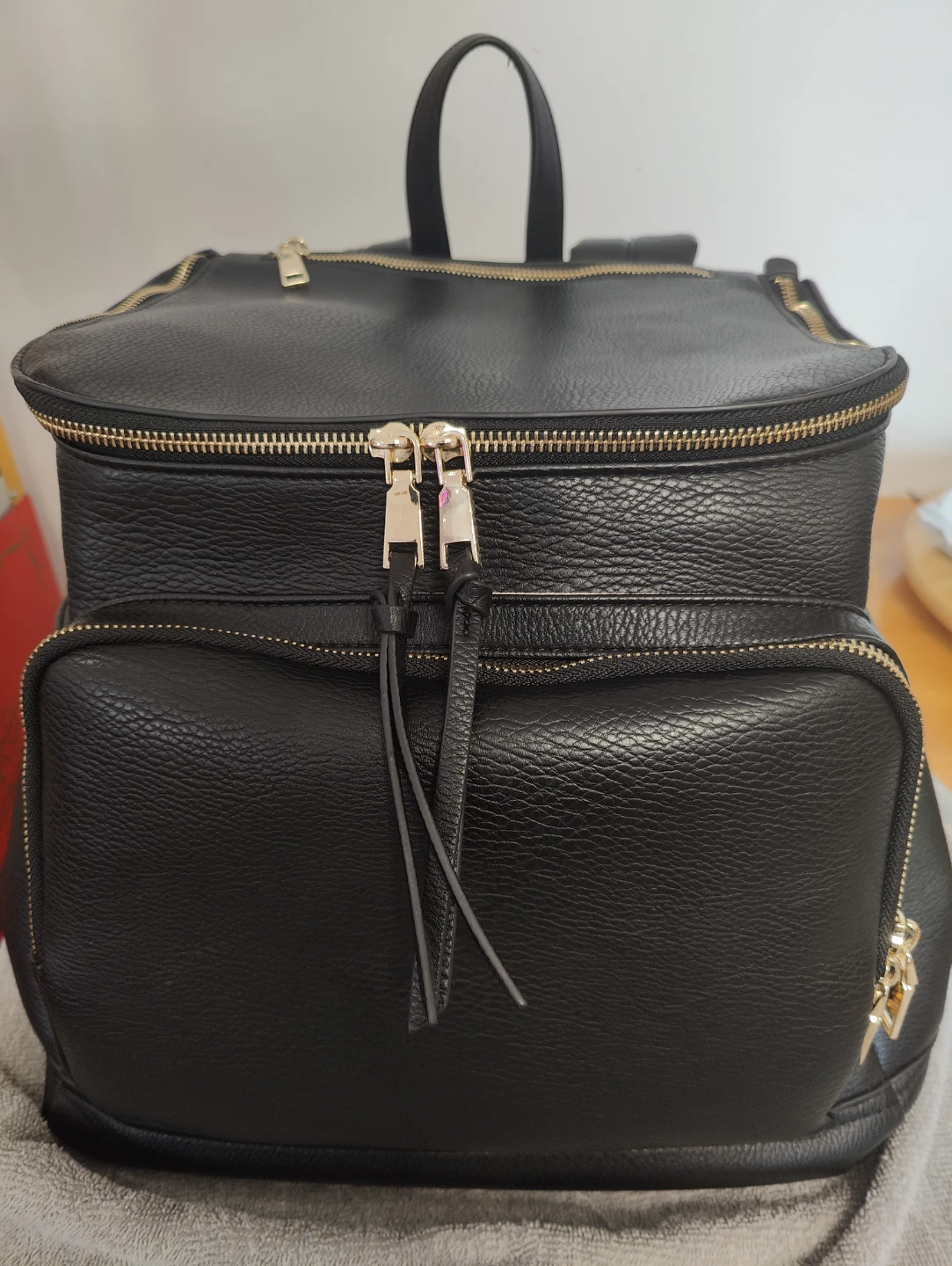 Poppy & Peonies Black Backpack Diaper Bag