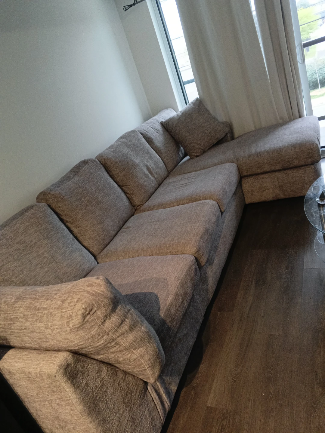 Large grey sectional sofa with chaise