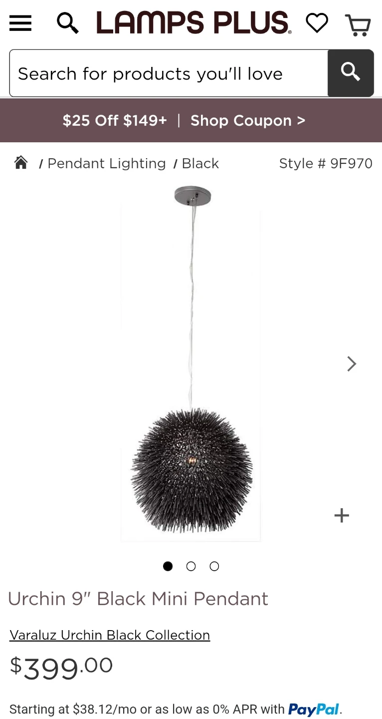 Varaluz Urchin 9" Black Mini Pendant - photo 4