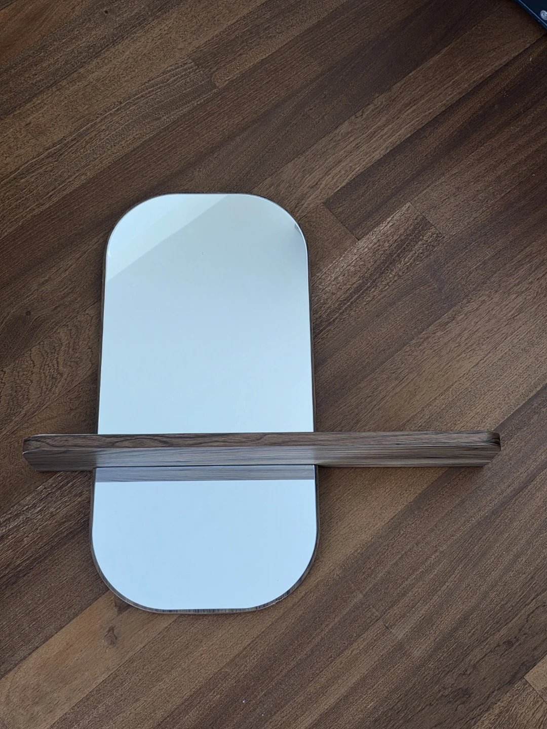 Modway Walnut Wall Mirror with Shelf