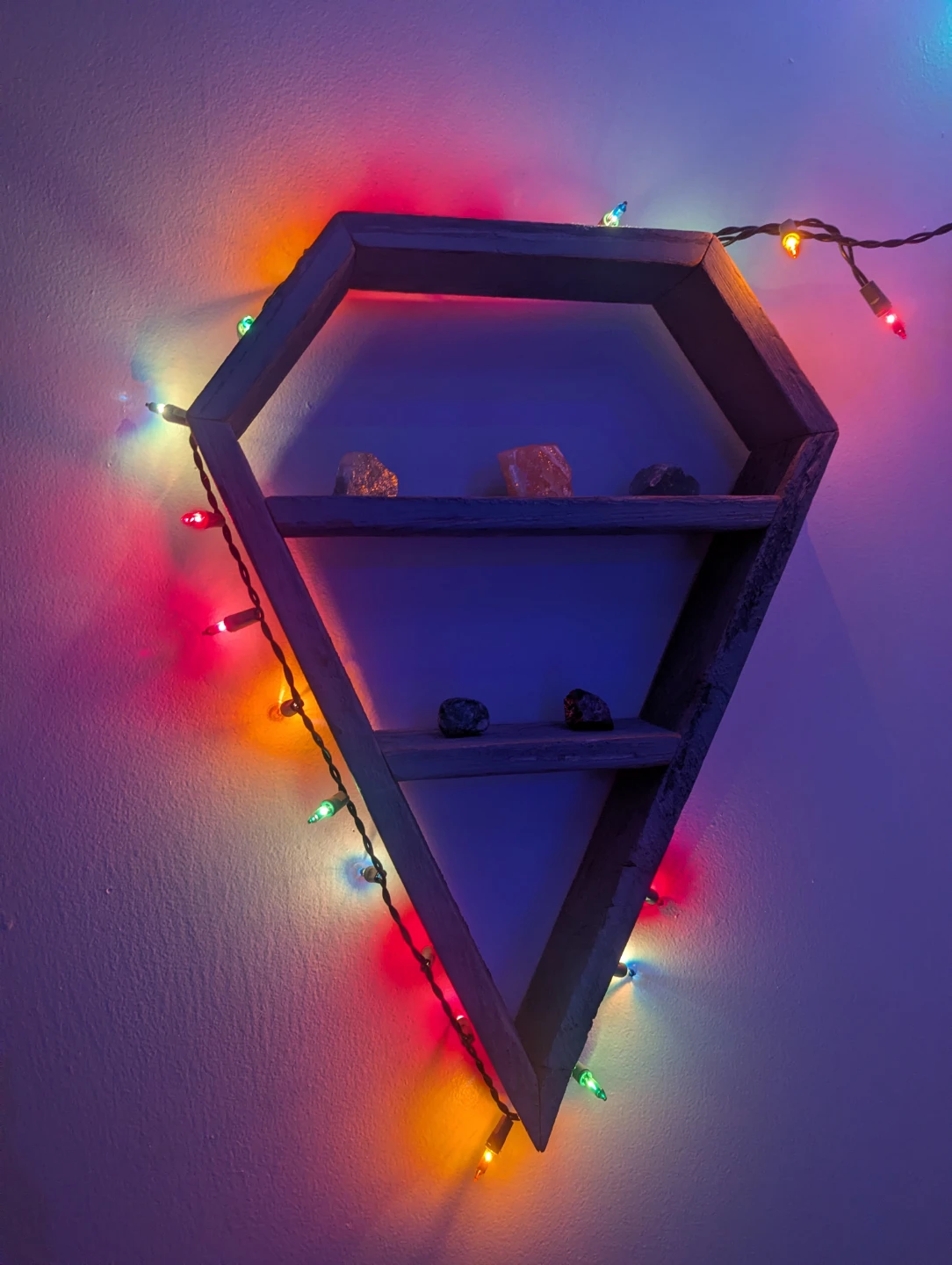 Diamond-Shaped Wooden Wall Shelf