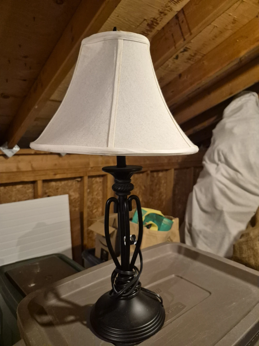 Black Table Lamp with Off-White Shade🏈