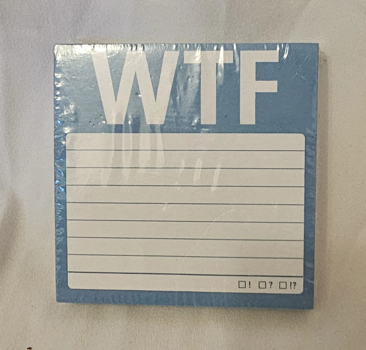 Blue and White Knock Knock WTF Sticky Notepad