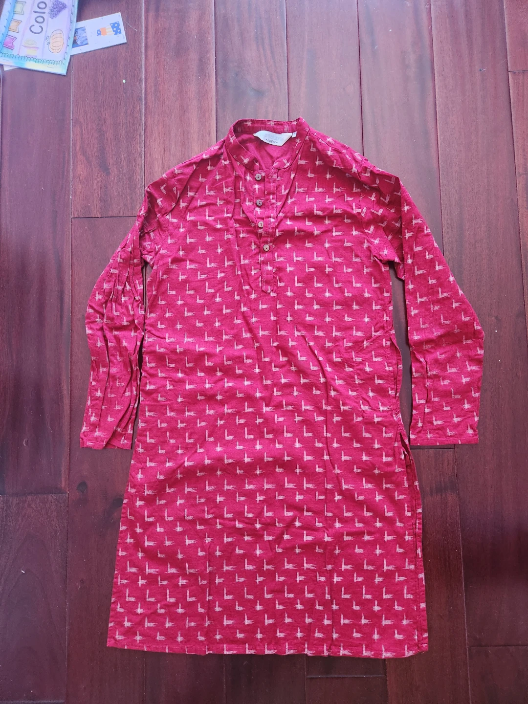 Pantaloons, Red Printed Long Sleeve Kurta 11 -12