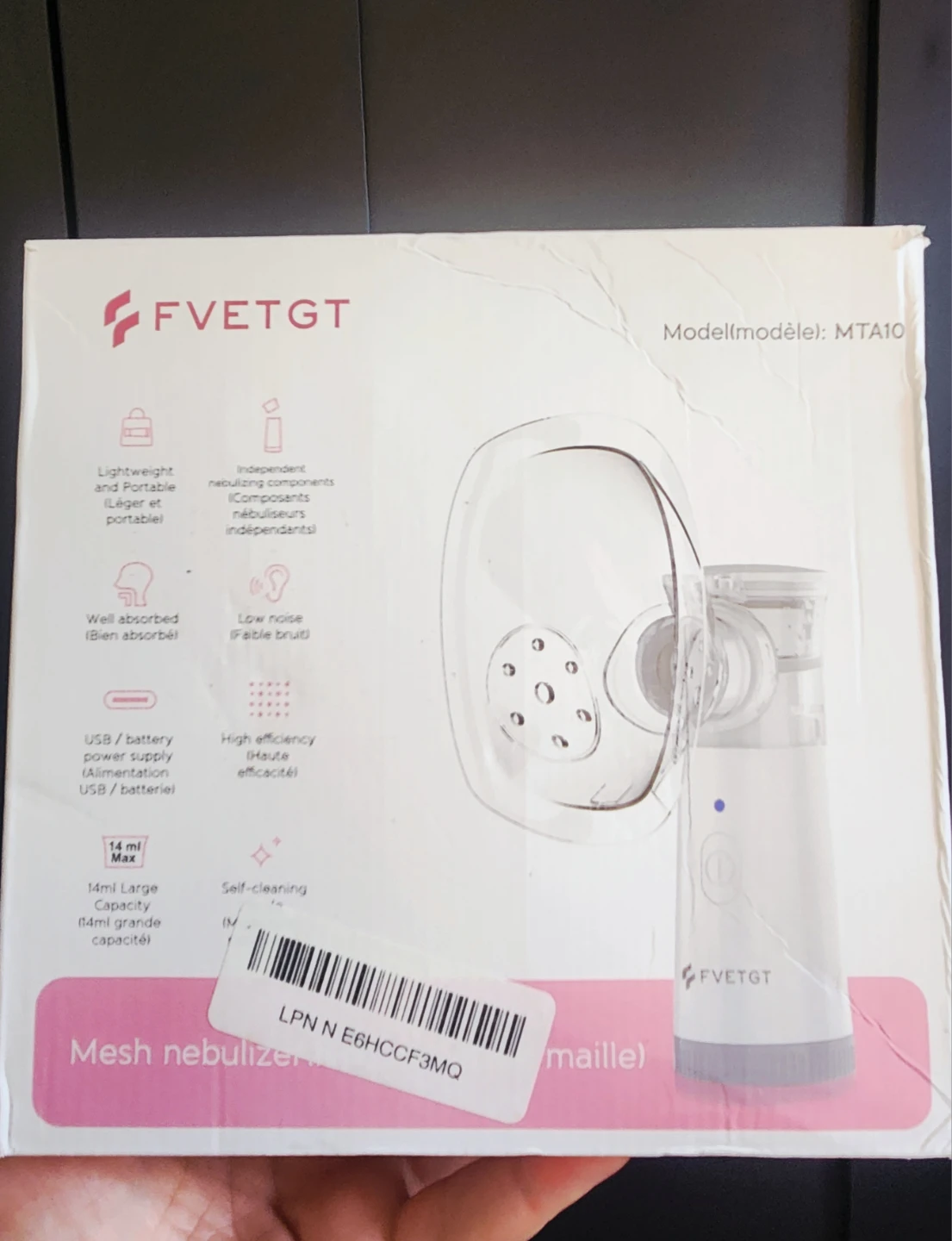 FVETGT Portable Mesh Nebulizer Model MTA10