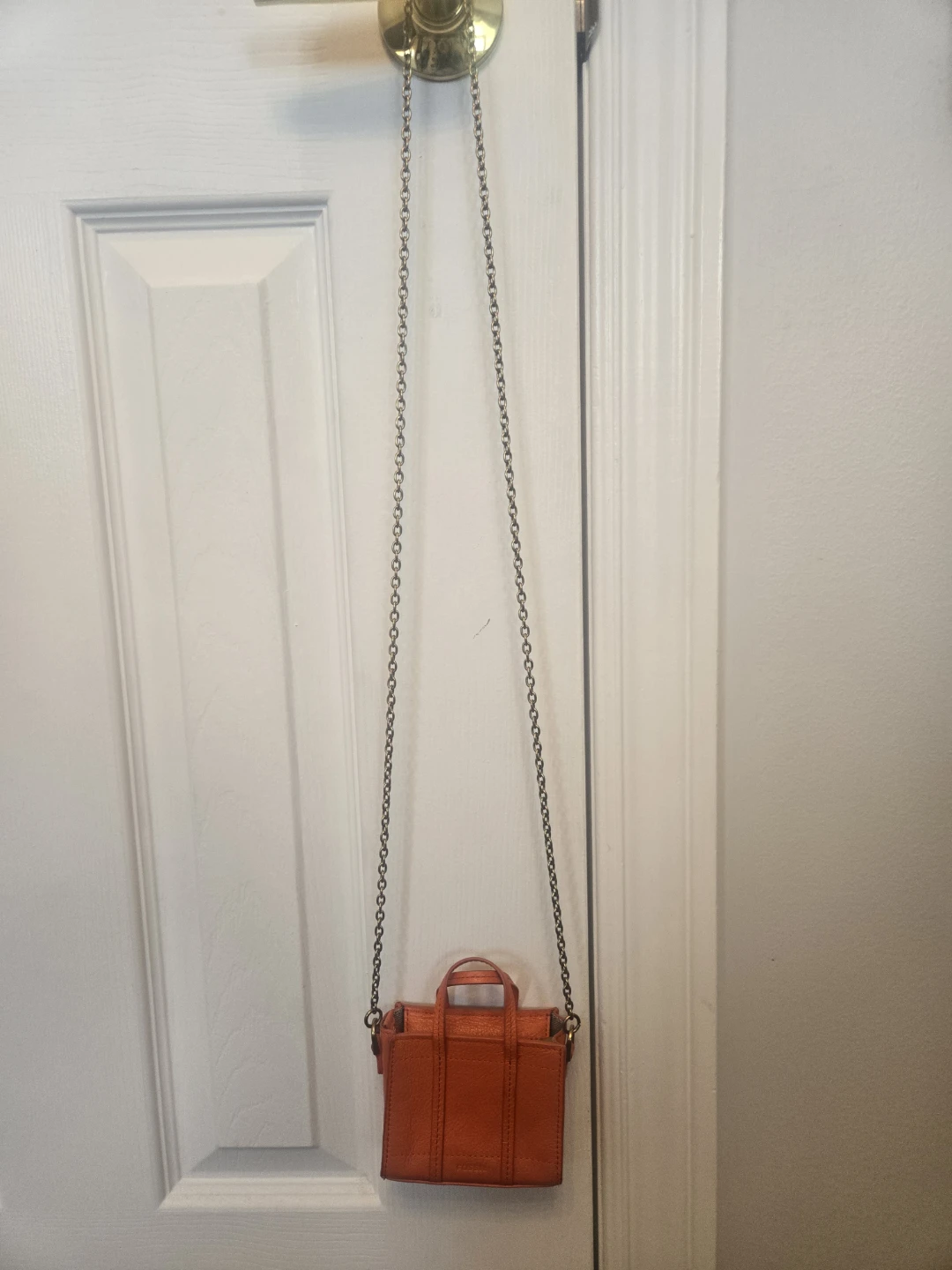 Fossil Orange Leather Micro Crossbody Bag - photo 3