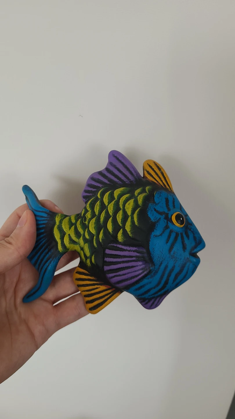 Hand-painted ceramic fish wall decor