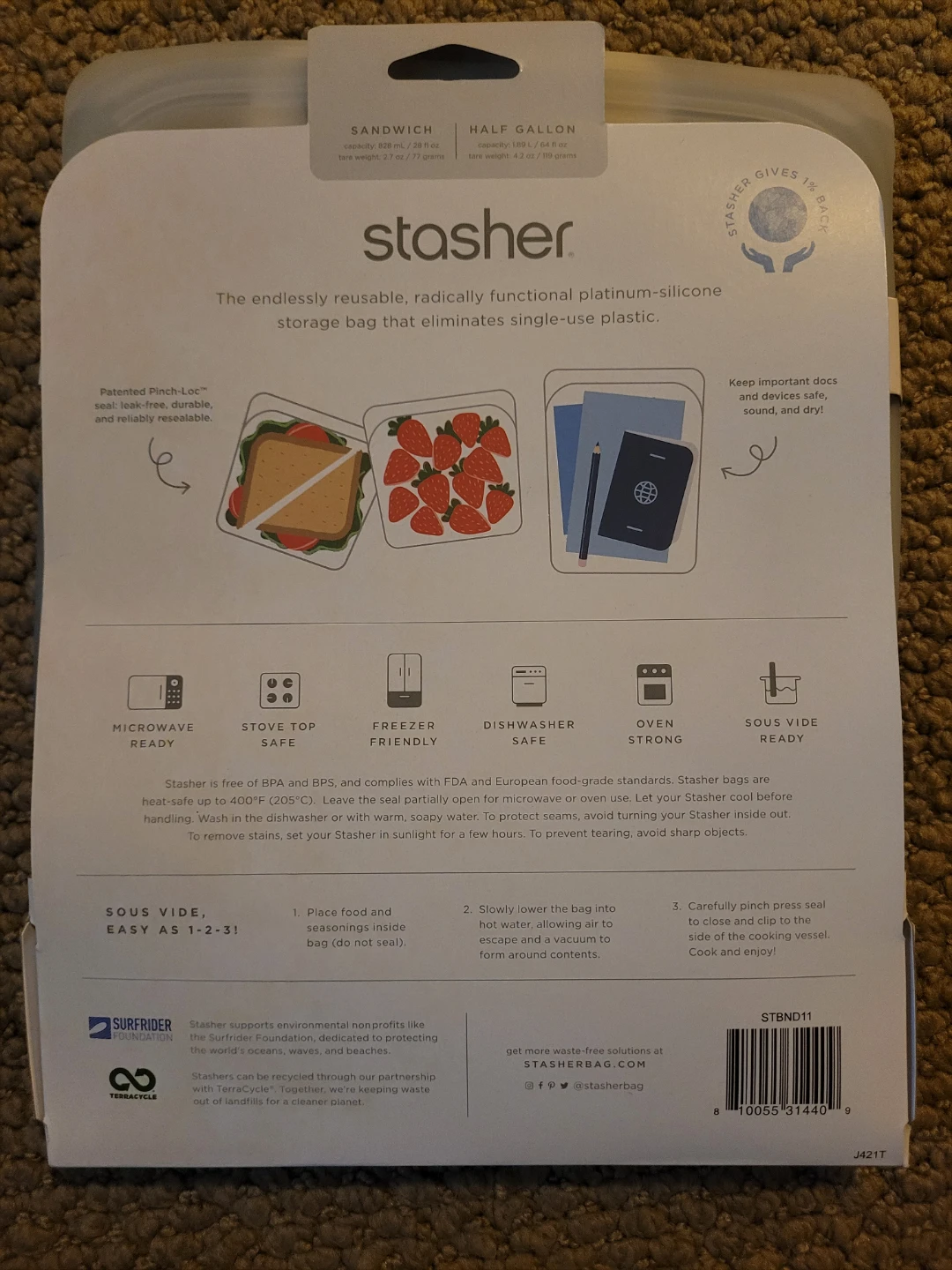 Stasher Reusable Silicone Storage Bags - Set of 3 - photo 3