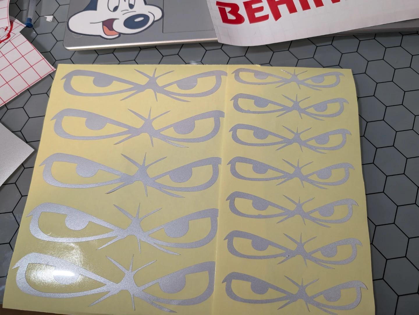SideEye Reflective Eyes Decal - Angry Eye Safety Sticker for Bik