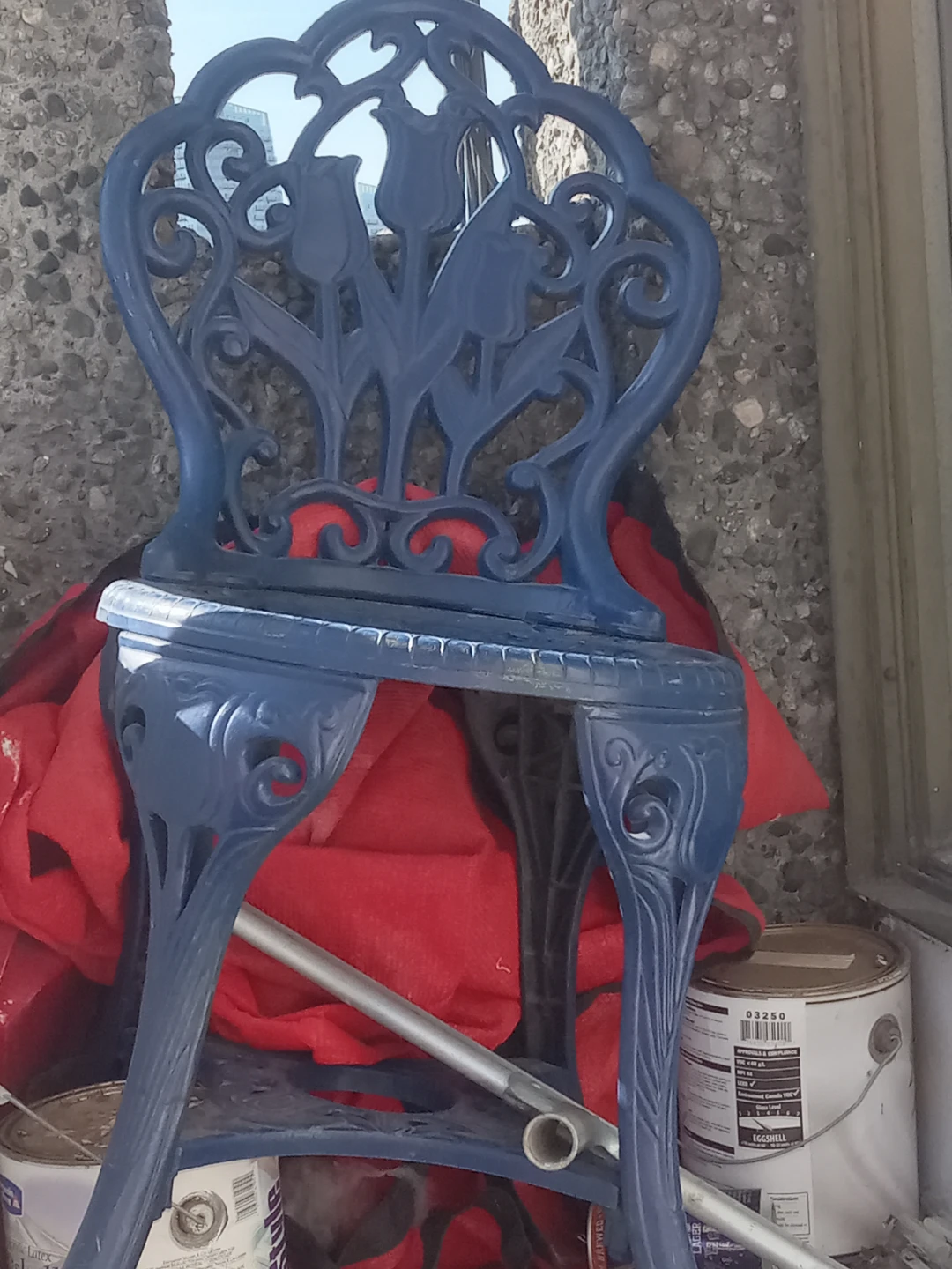 Blue Metal Decorative Tulip Chair