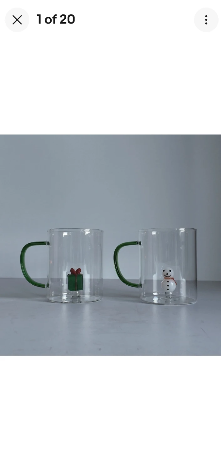 Set of 2 Clear Glass Mugs with Green Handles - photo 2