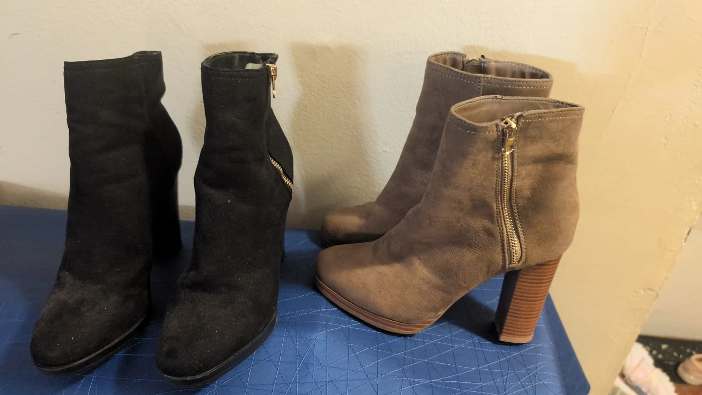 Two pairs of ankle boots $ 15 per pair two for $20