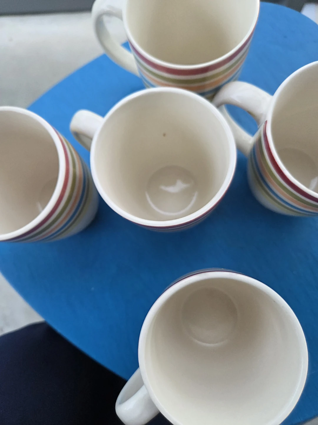 Set of 5 Multicoloured Striped Ceramic Mugs - photo 4