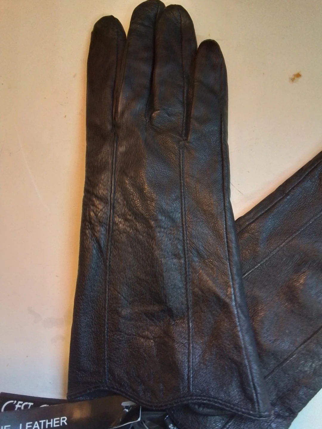 NWT C'est Chic Women's Black Genuine Leather Gloves - photo 4