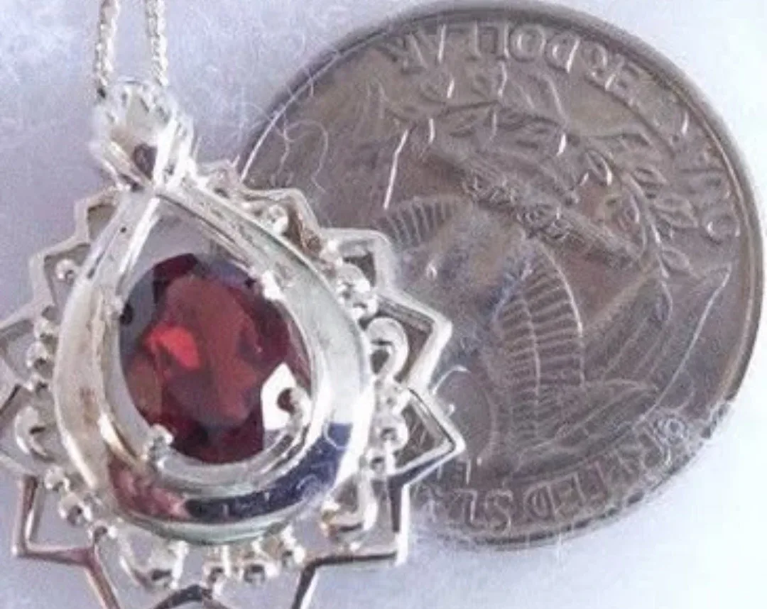 Genuine Garnet 1.75ctw in Sterling Silver  Necklace