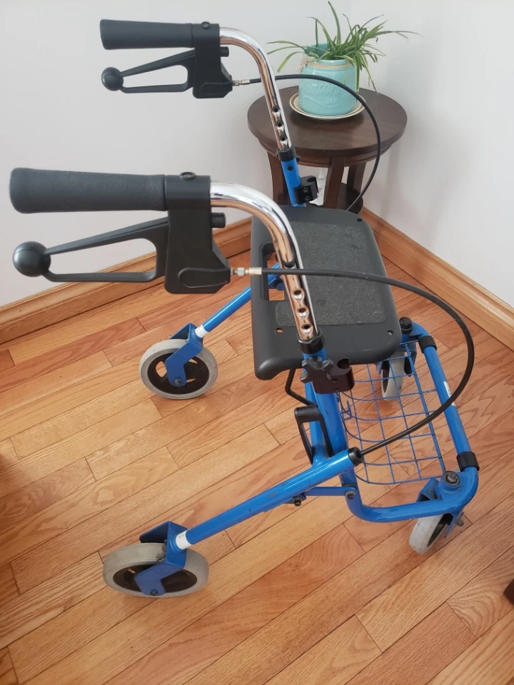 Blue Four-Wheel Rollator Walker with Seat and Basket - photo 3
