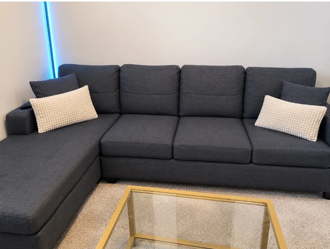 Dark Grey Sectional Sofa with Chaise