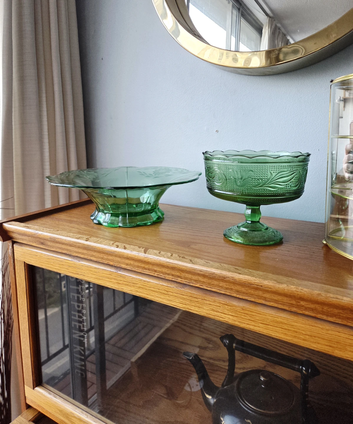 Mid-Century Green Glass Serving Bowls - Vintage Set of 2 - photo 3