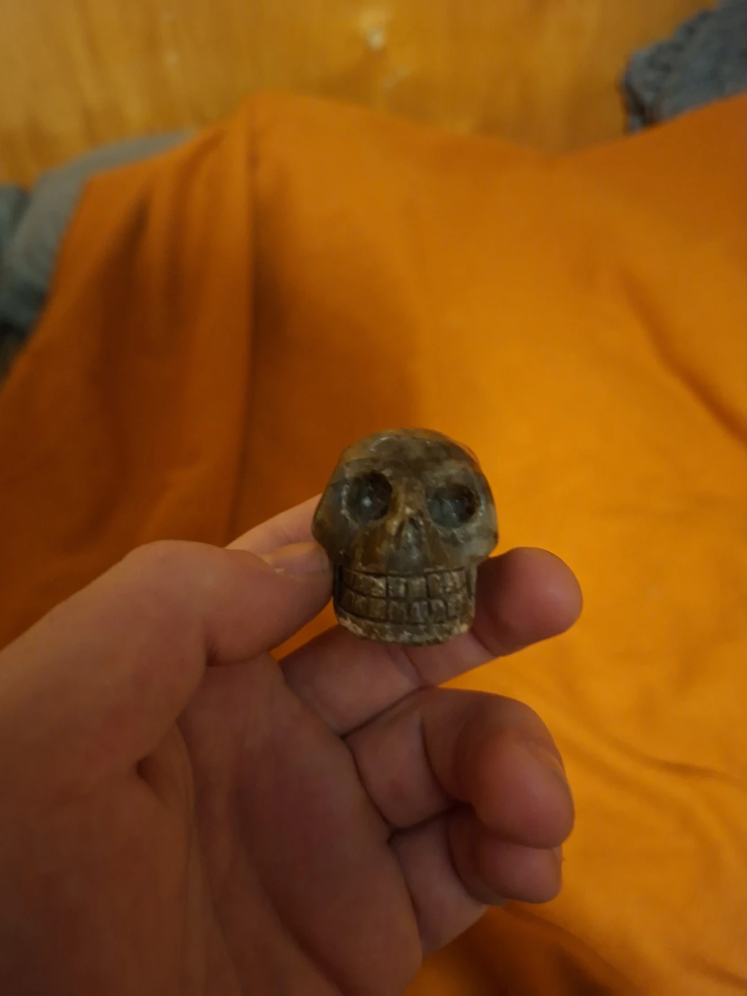 Small Stone Skull Figurine