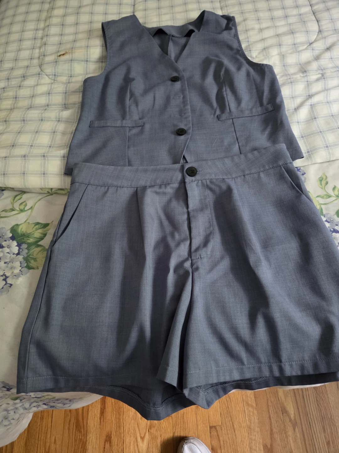 Blue Vest and Shorts Matching Set