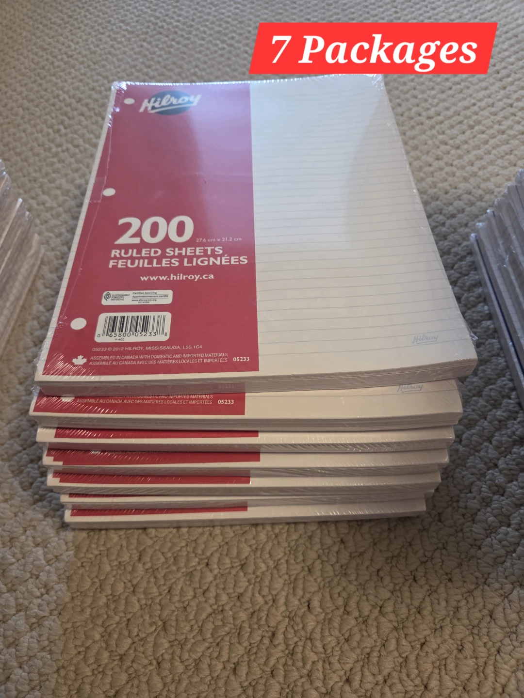 Assorted Ruled Refill Paper Packages