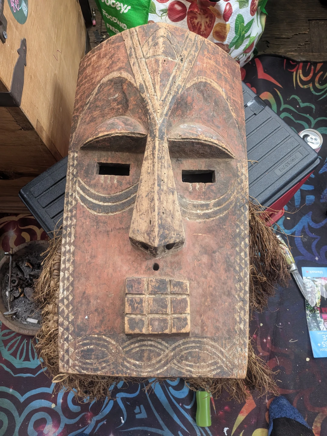 Vintage Hand-Carved Zaire Kuba Mask - photo 2