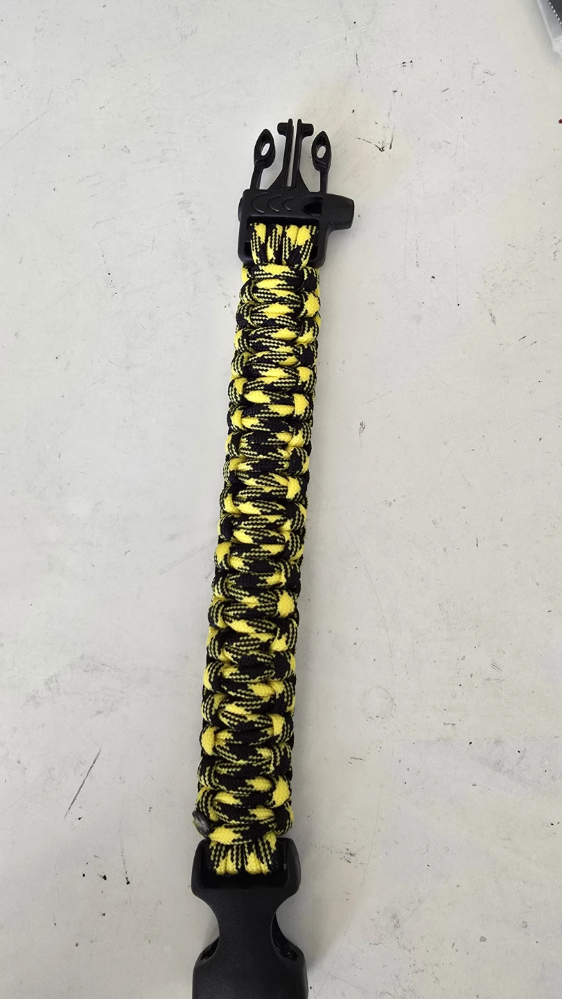 Yellow and black paracord survival bracelet