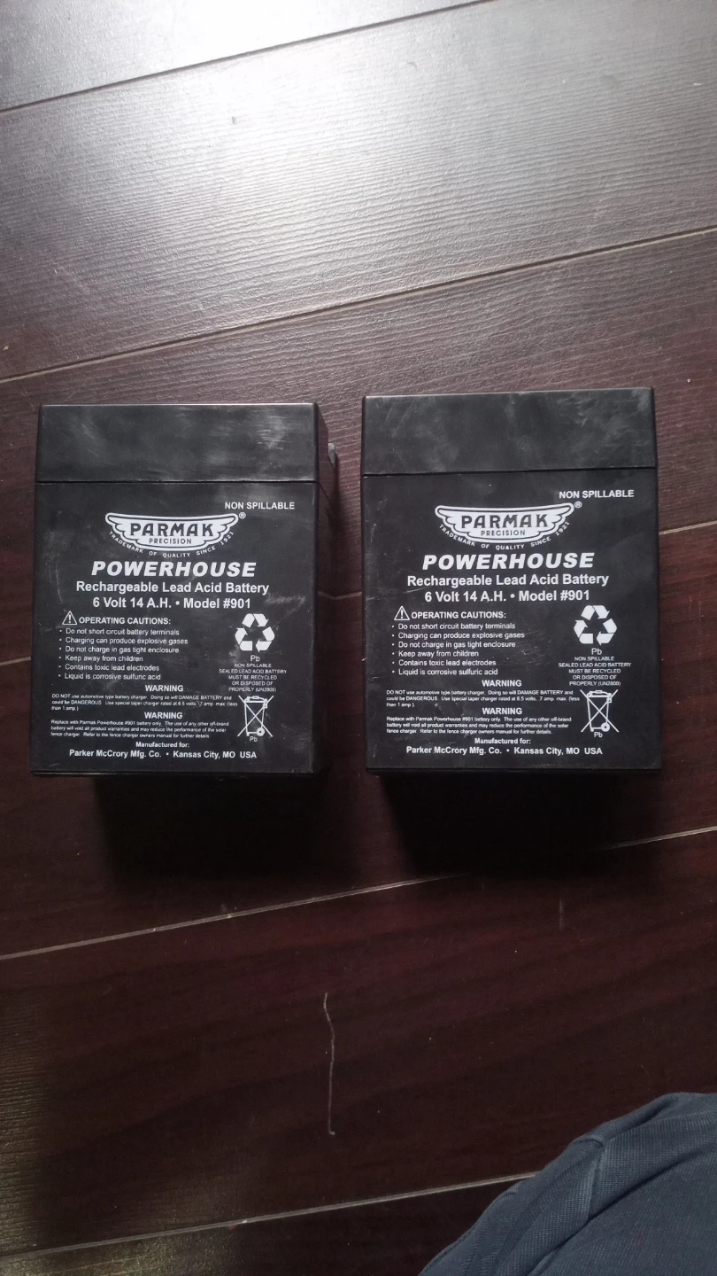 Two Parmak Powerhouse 6 Volt 14 AH Batteries
