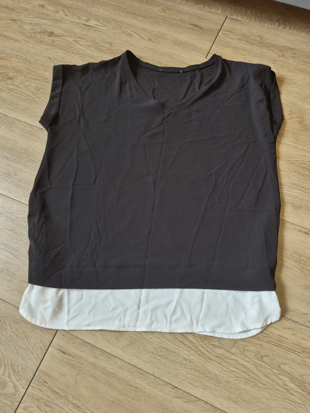 Black and white layered v-neck top