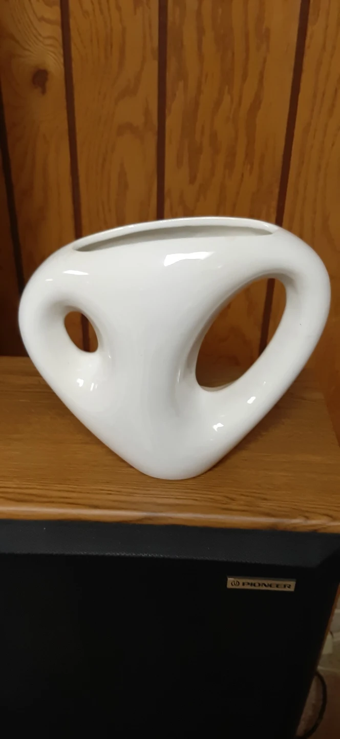 Haeger Floral Retro Abstract White Vase.