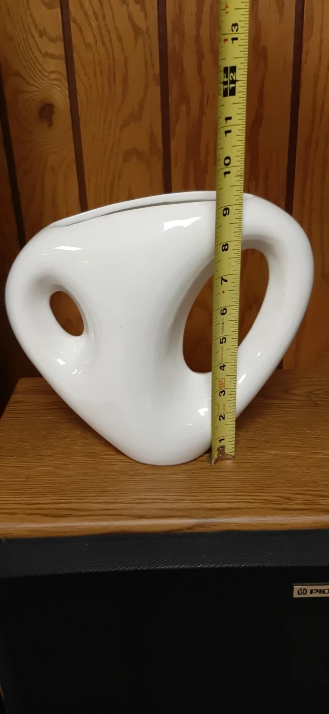 Haeger Floral Retro Abstract White Vase. - photo 2