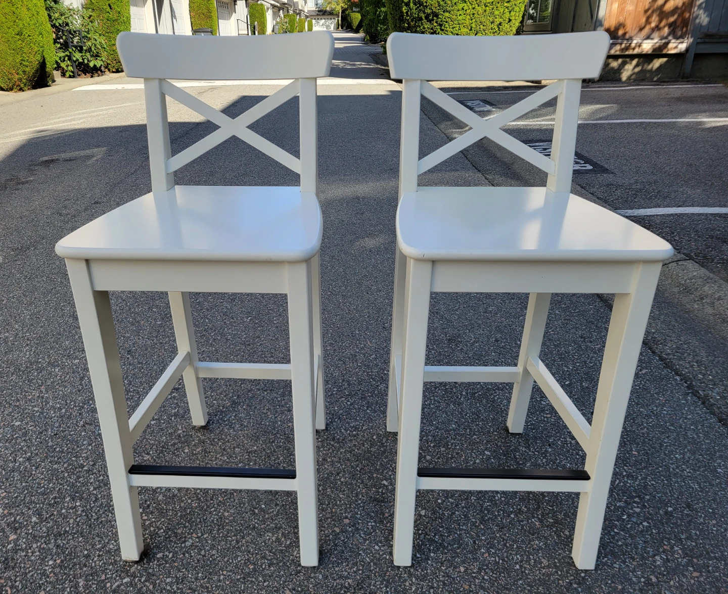 Beautiful White IKEA Bar Stools with Backrests. $50 Each. - photo 3