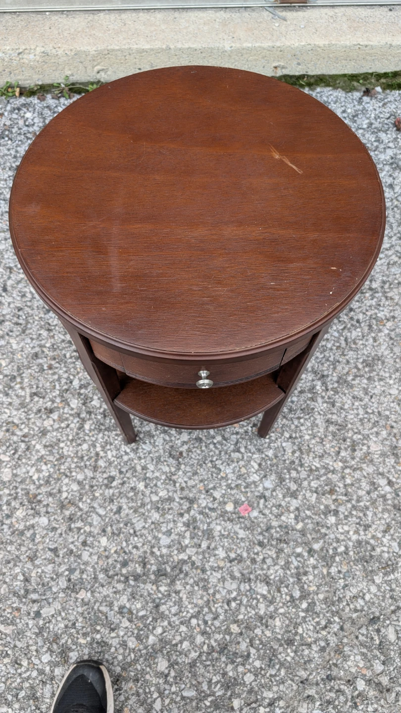 Round wooden end table with drawer by MSE - photo 2
