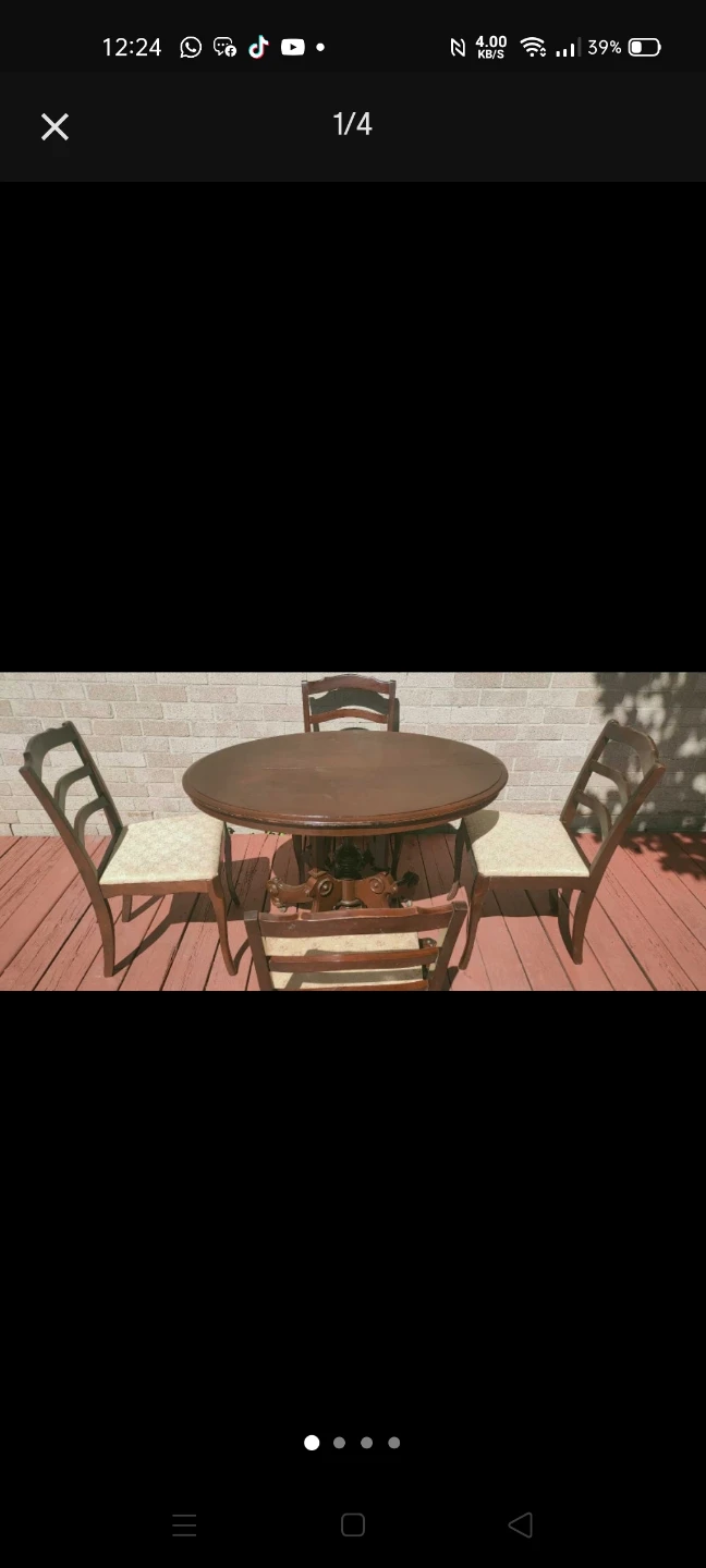 Round Wood Dining Table with 4 Chairs - photo 4