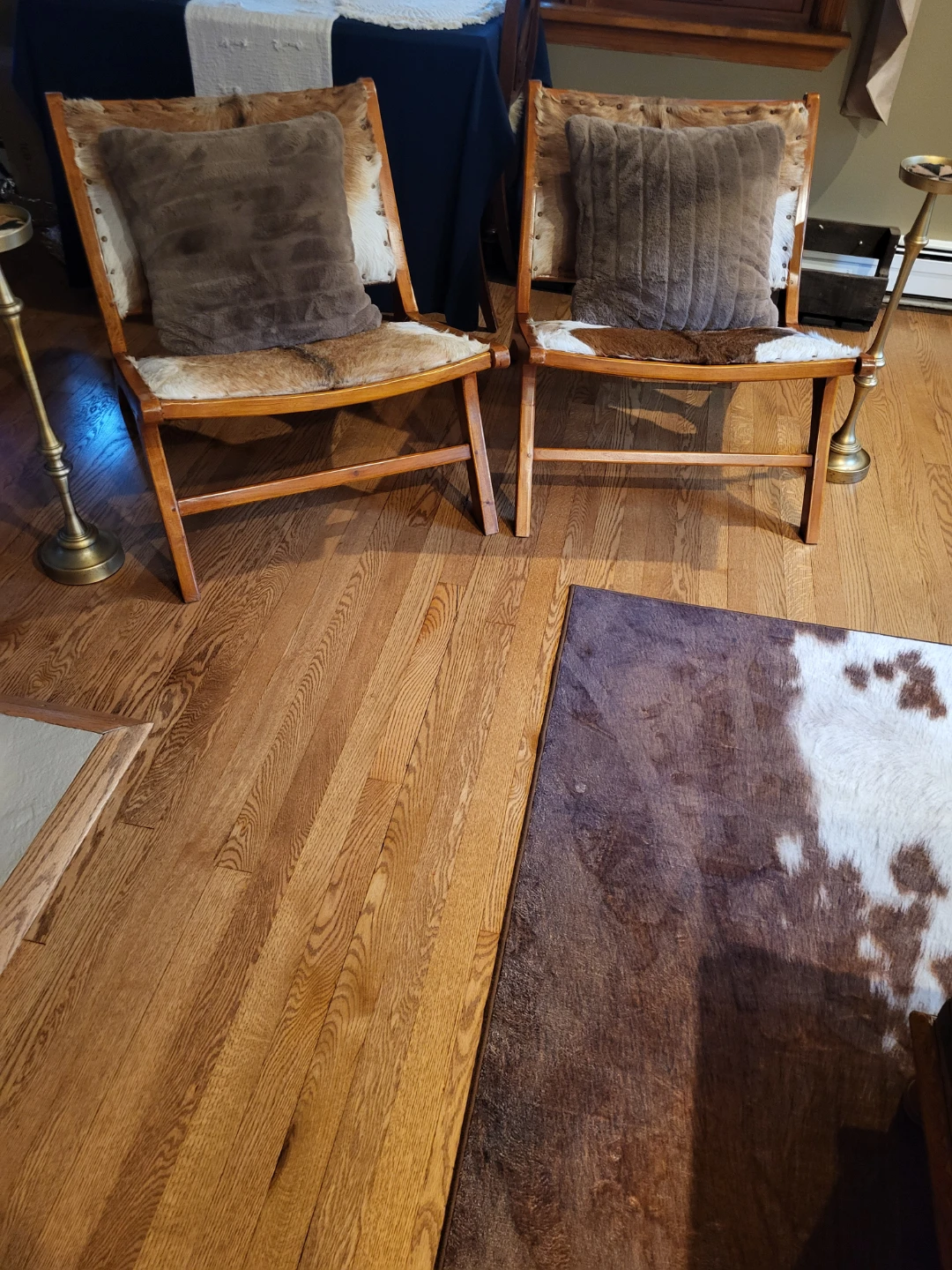 Set of Two Cowhide Lounge Chairs