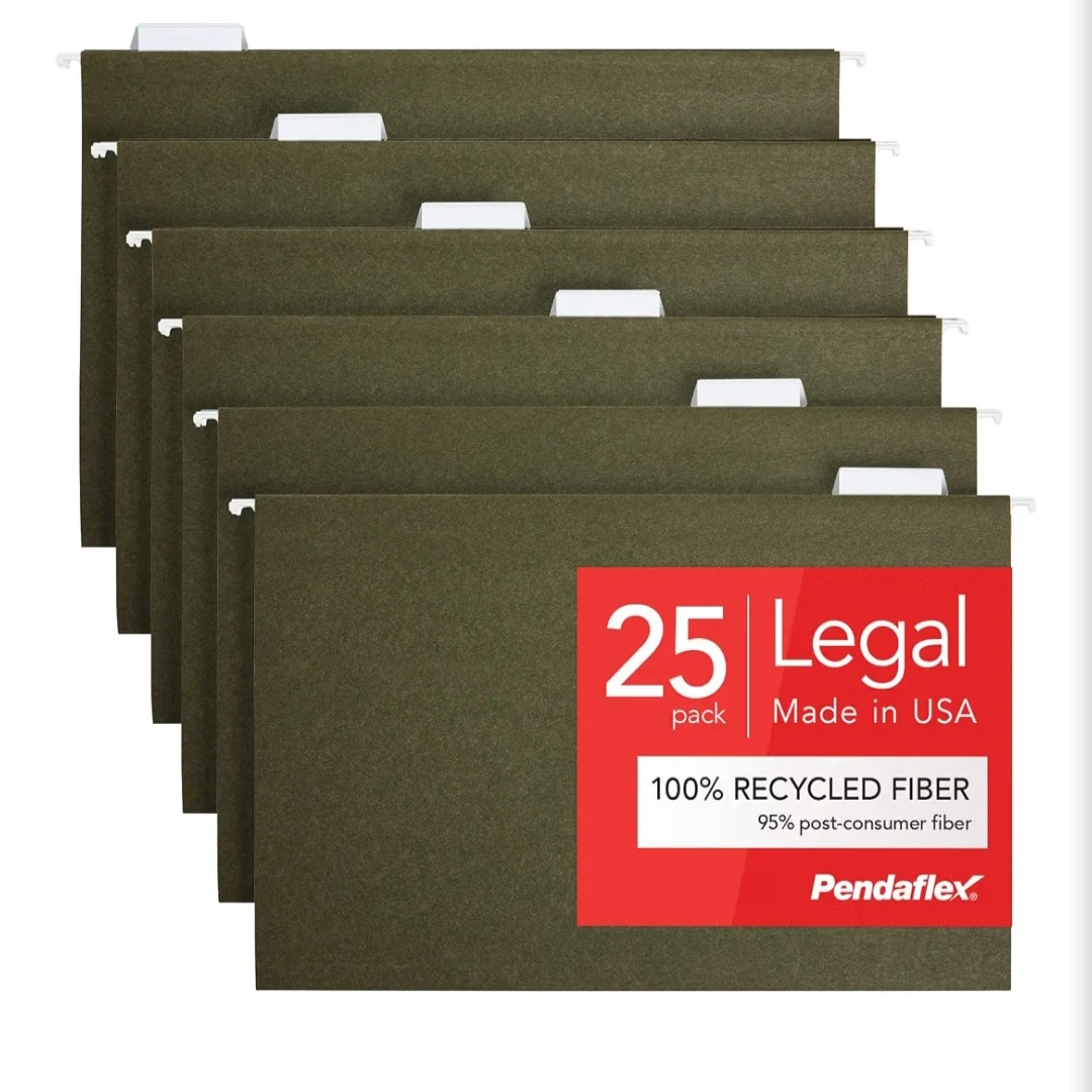 Pendaflex Hanging File Folders, Legal Size, Standard Green,