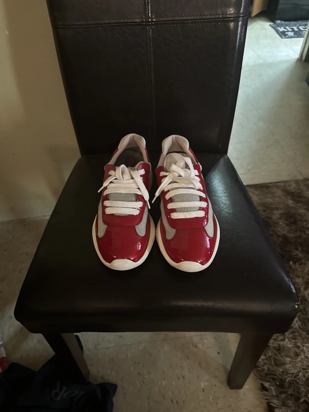 Mens Prada Red and White Sneakers
