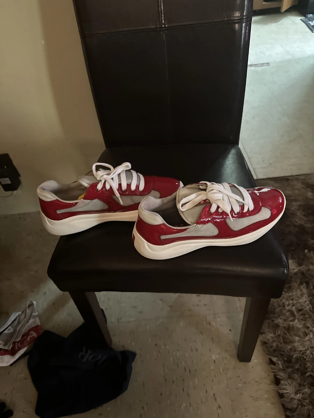 Mens Prada Red and White Sneakers - photo 2
