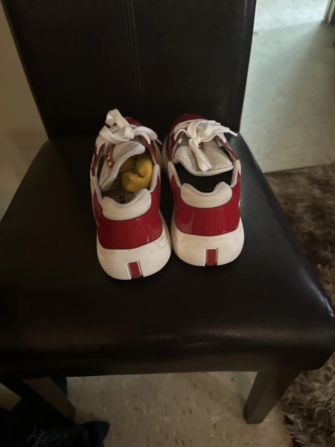 Mens Prada Red and White Sneakers - photo 3
