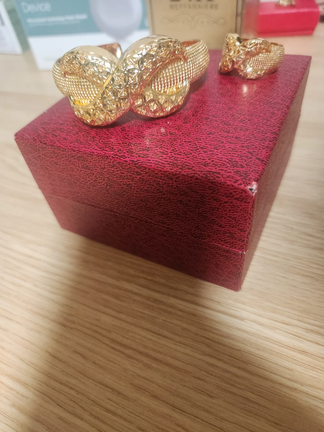Gold-Tone Cuff Bracelet and Ring Set