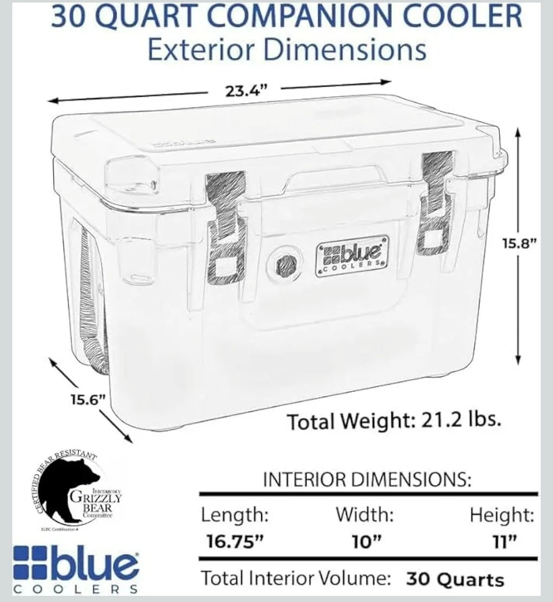 Blue Coolers 30 Quart Companion Cooler - photo 3