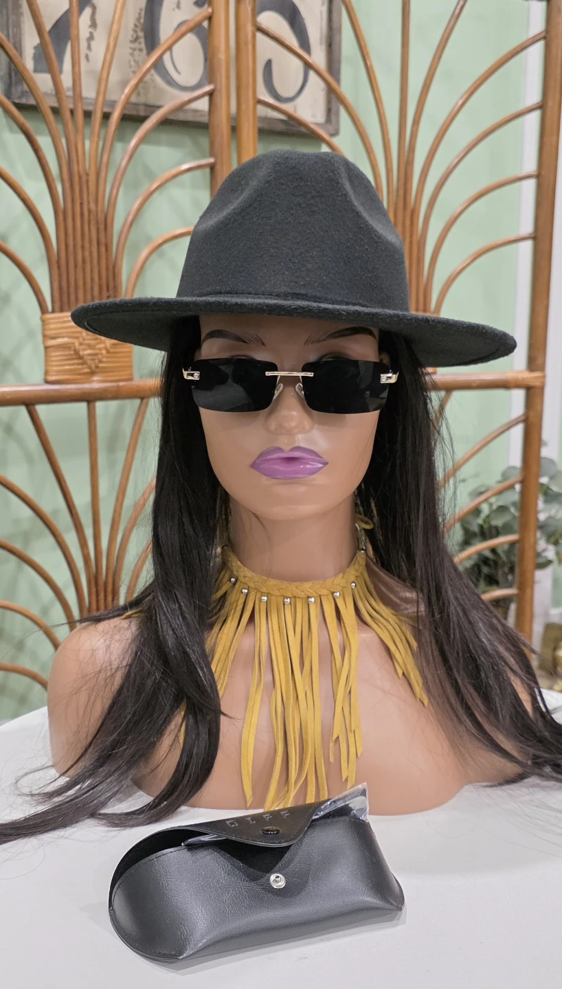 Rimless Square Sunglasses with Black Lenses - photo 3