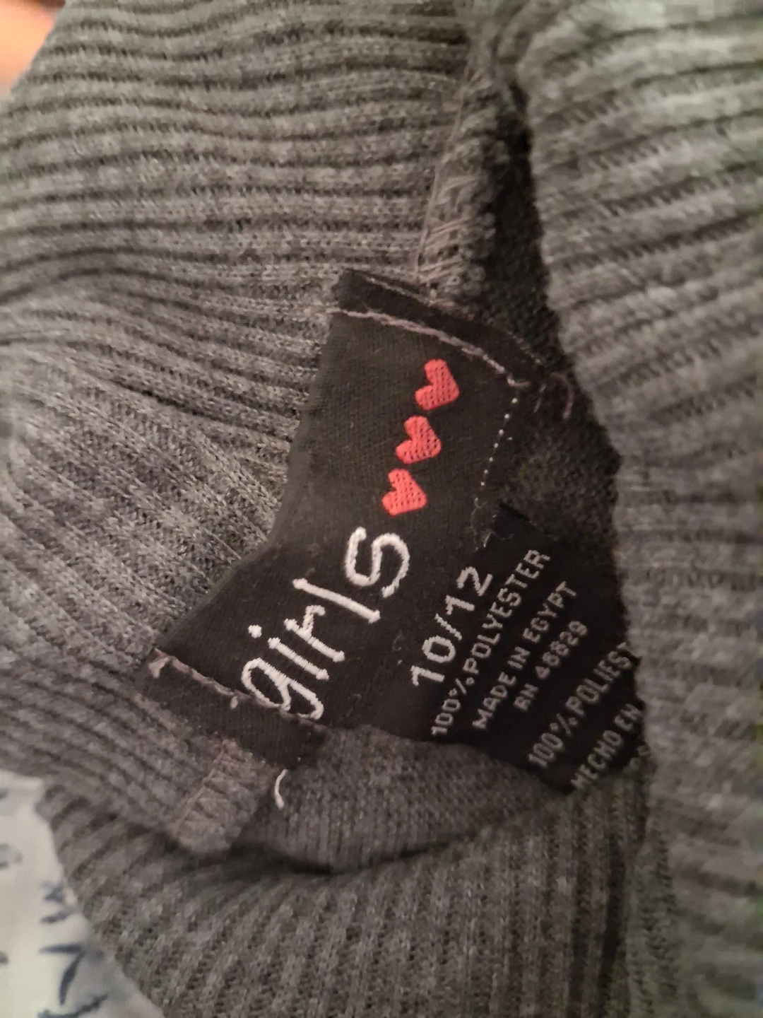 Girls Ribbed Gray Top, Size 10/12