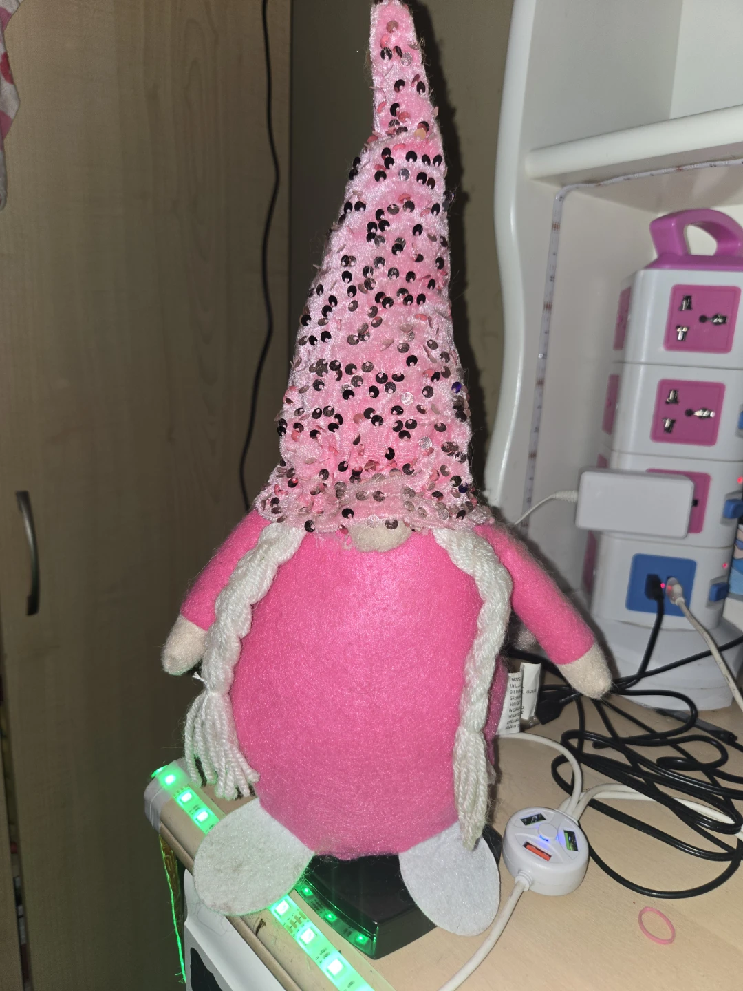 Pink Sequin Gnome Decoration