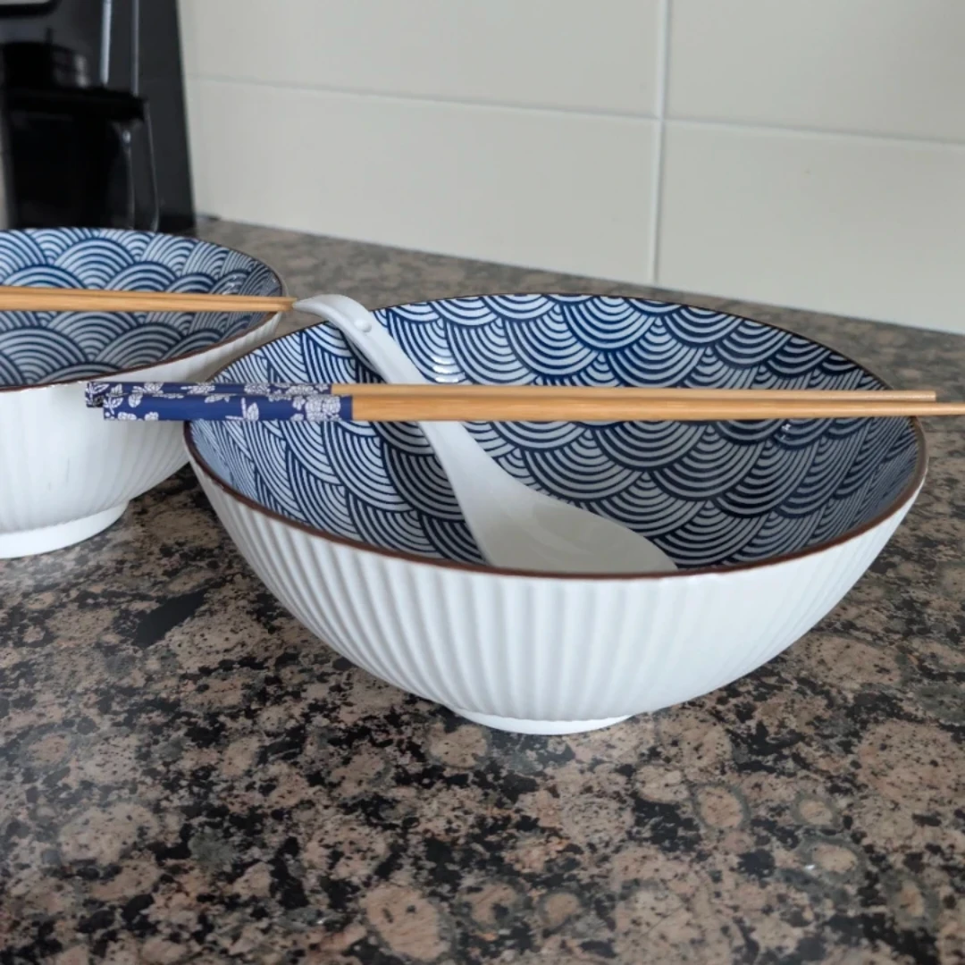 Two Japanese-style ramen bowls w/ spoons and chopsticks. - photo 4