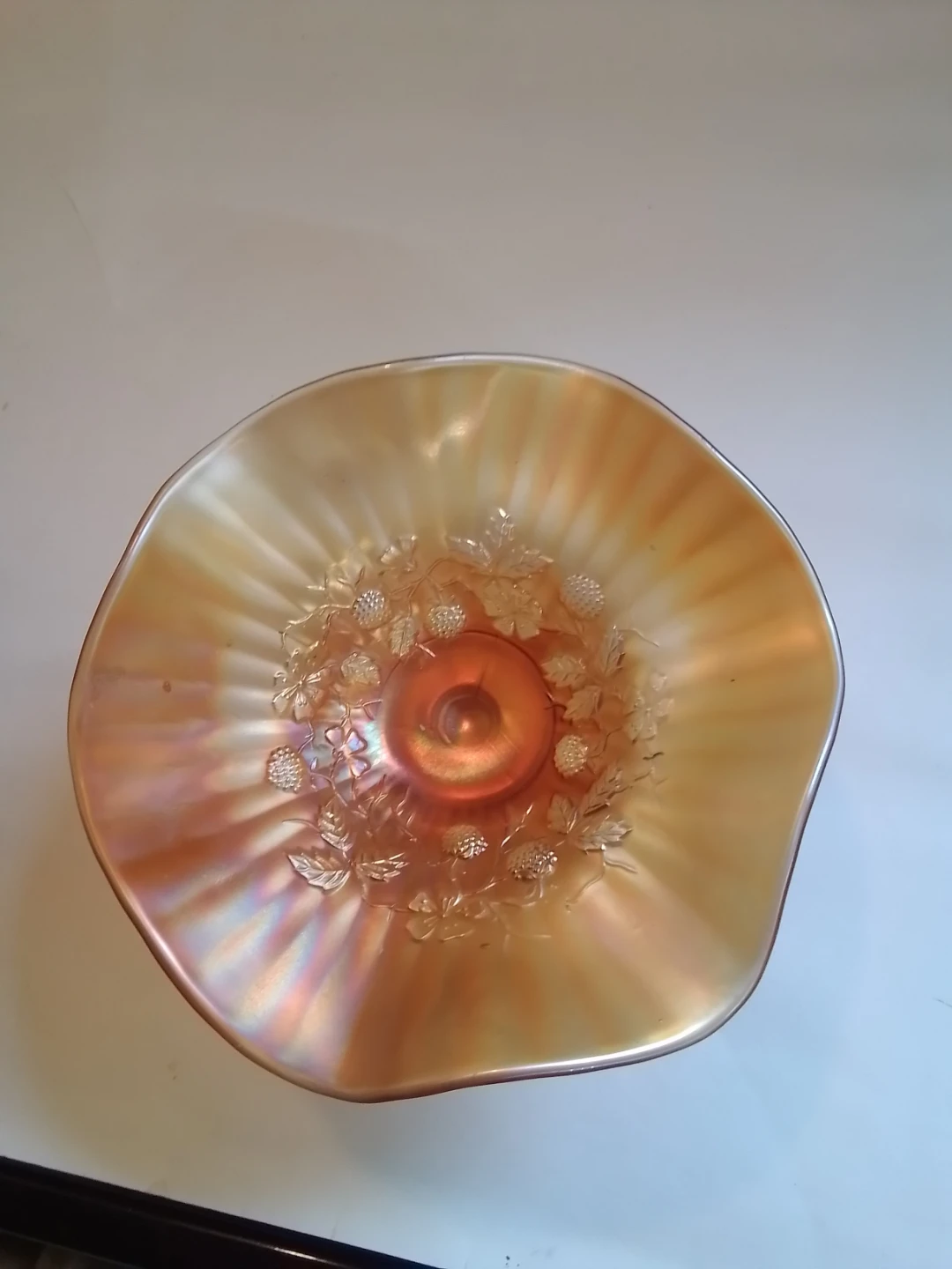 Vintage Marigold Carnival Glass Footed Bowl - photo 2