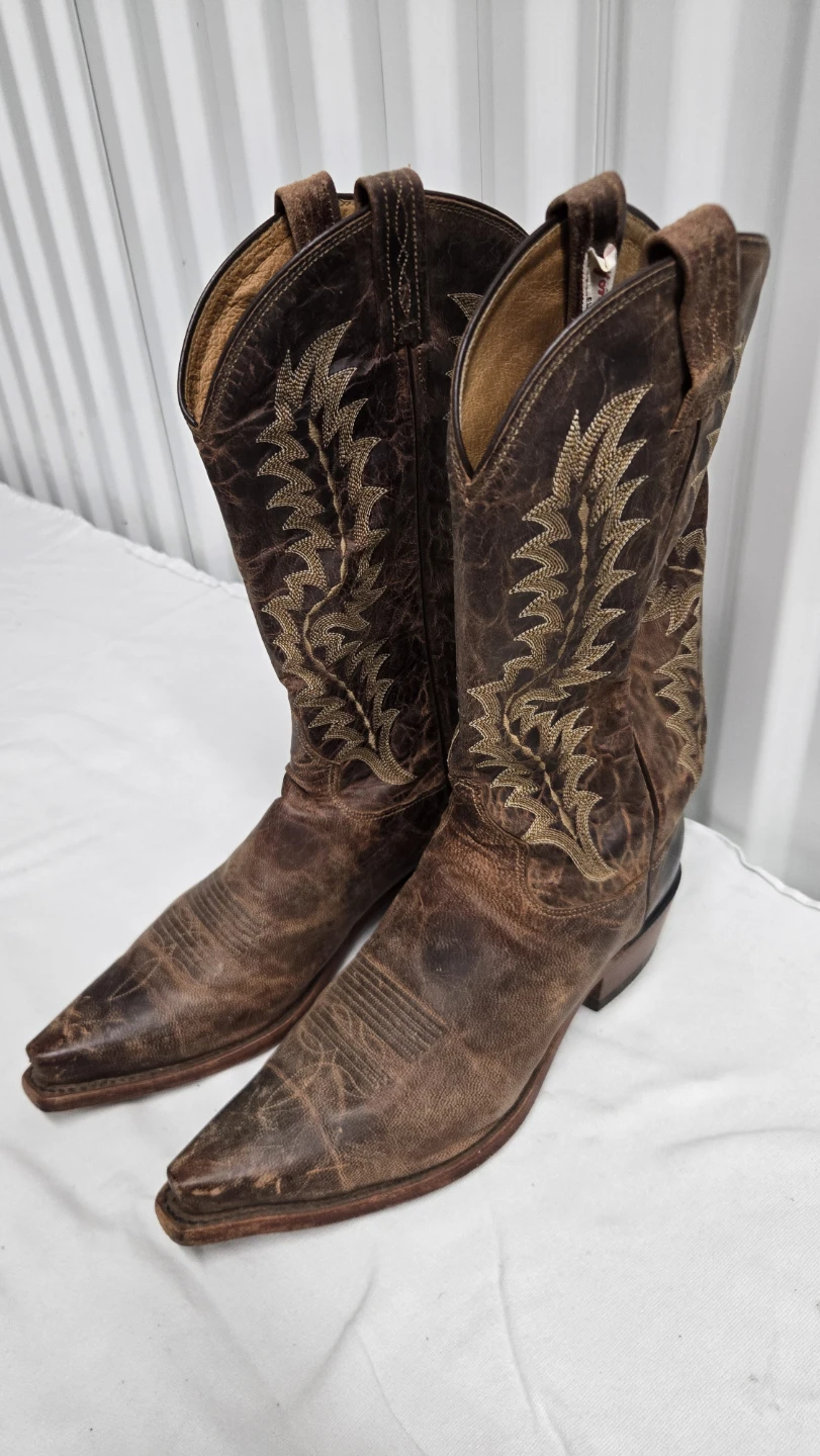Tony Lama Brown Leather Embroidered Western Cowboy Boots US 10 - photo 2